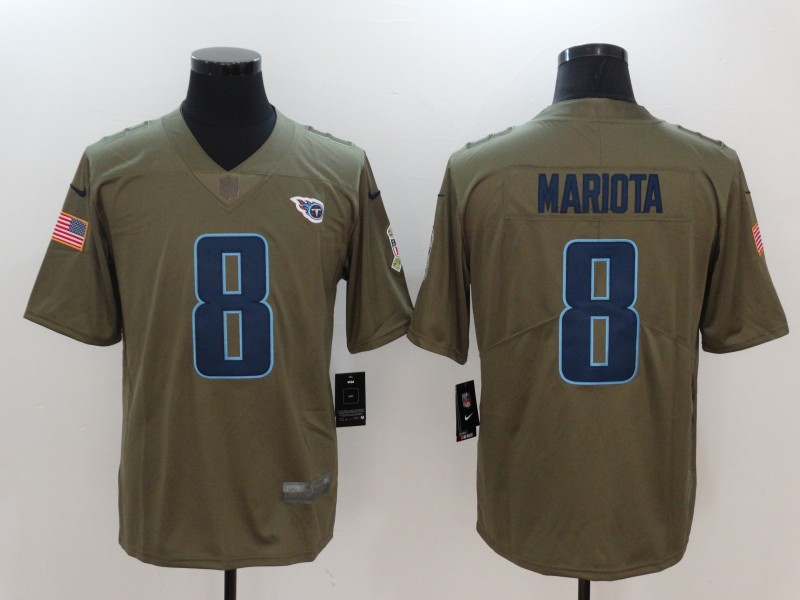 Men Tennessee Titans #8 Mariota Nike Olive Salute To Service Limited NFL Jerseys->->NFL Jersey